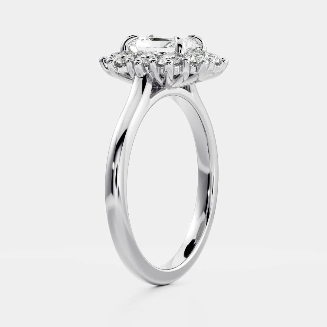Radiant Cut Lab-Grown Diamond Cluster Halo Engagement Ring