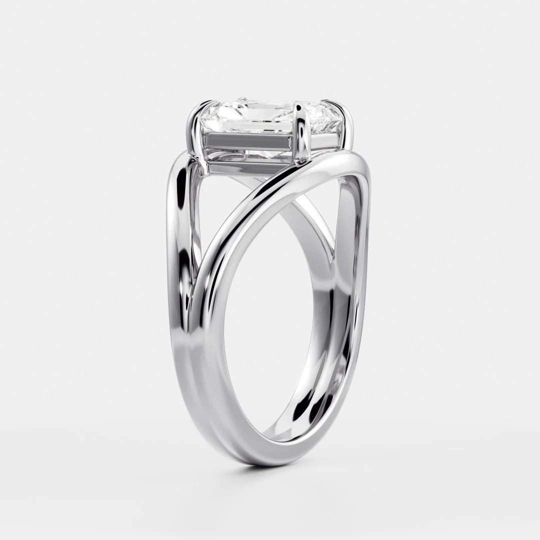 Radiant Cut Lab-Grown Diamond Solitaire Engagement Ring with Split Shank
