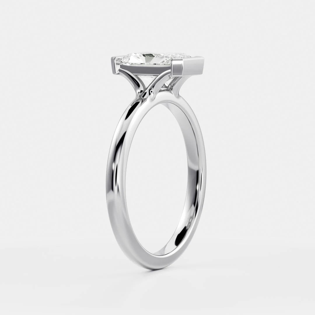 Radiant Cut Lab-Grown Diamond Half Bezel Engagement Ring