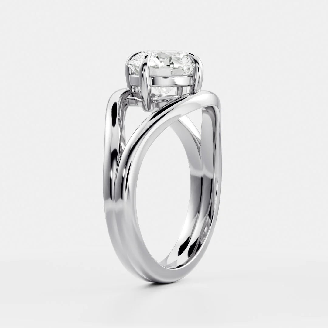 Round Brilliant Lab-Grown Diamond Solitaire Engagement Ring with Split Shank