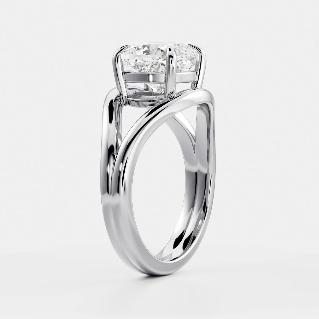 Cushion Cut Lab-Grown Diamond Solitaire Engagement Ring with Split Shank