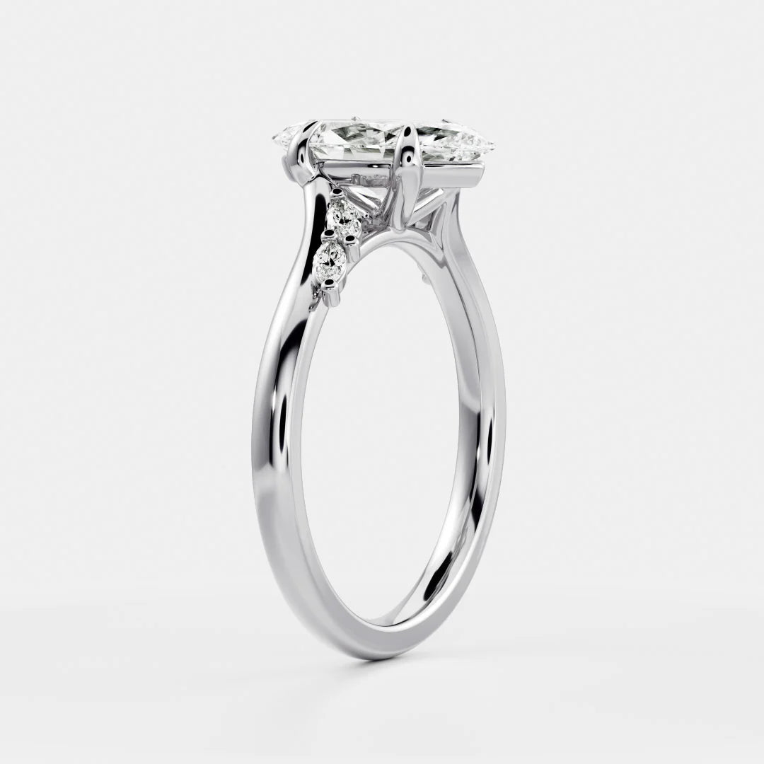 Marquise Lab-Grown Diamond Cluster Bypass Engagement Ring
