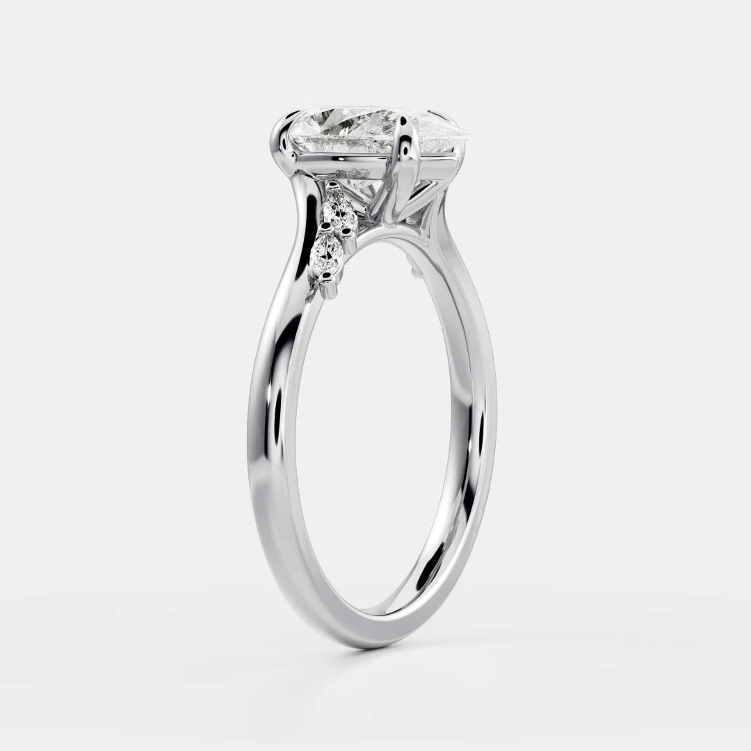 Pear Lab-Grown Diamond Marquise Accent Floral Bypass Engagement Ring
