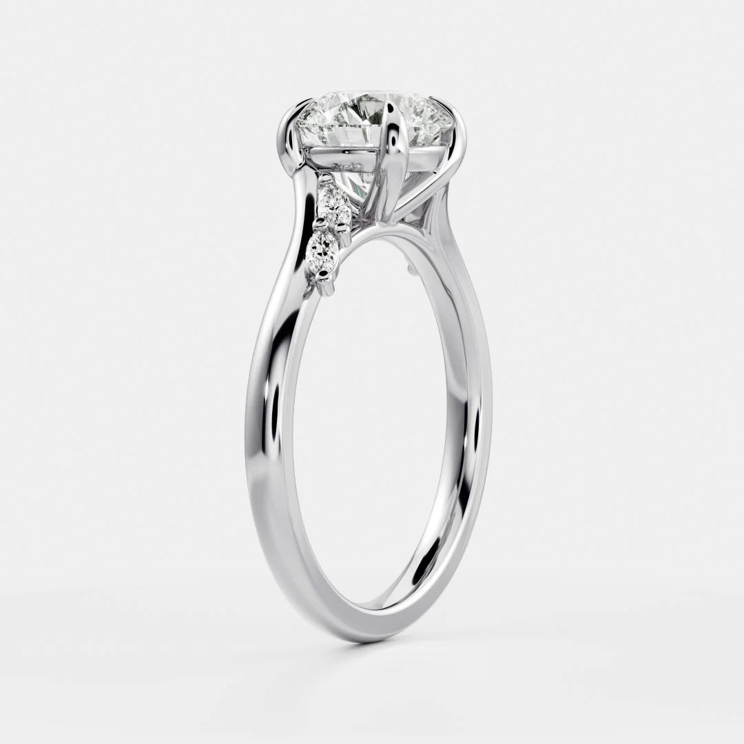 Round Brilliant Lab-Grown Diamond Cluster Bypass Engagement Ring