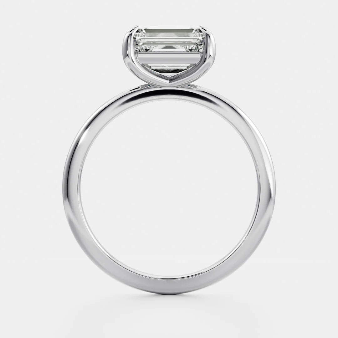 East-West Emerald Cut Lab-Grown Diamond Solitaire Engagement Ring