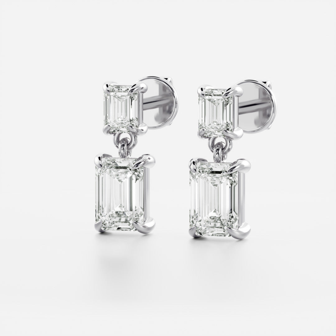 The Elara Emerald Cut Lab-Grown Diamond Drop Earrings
