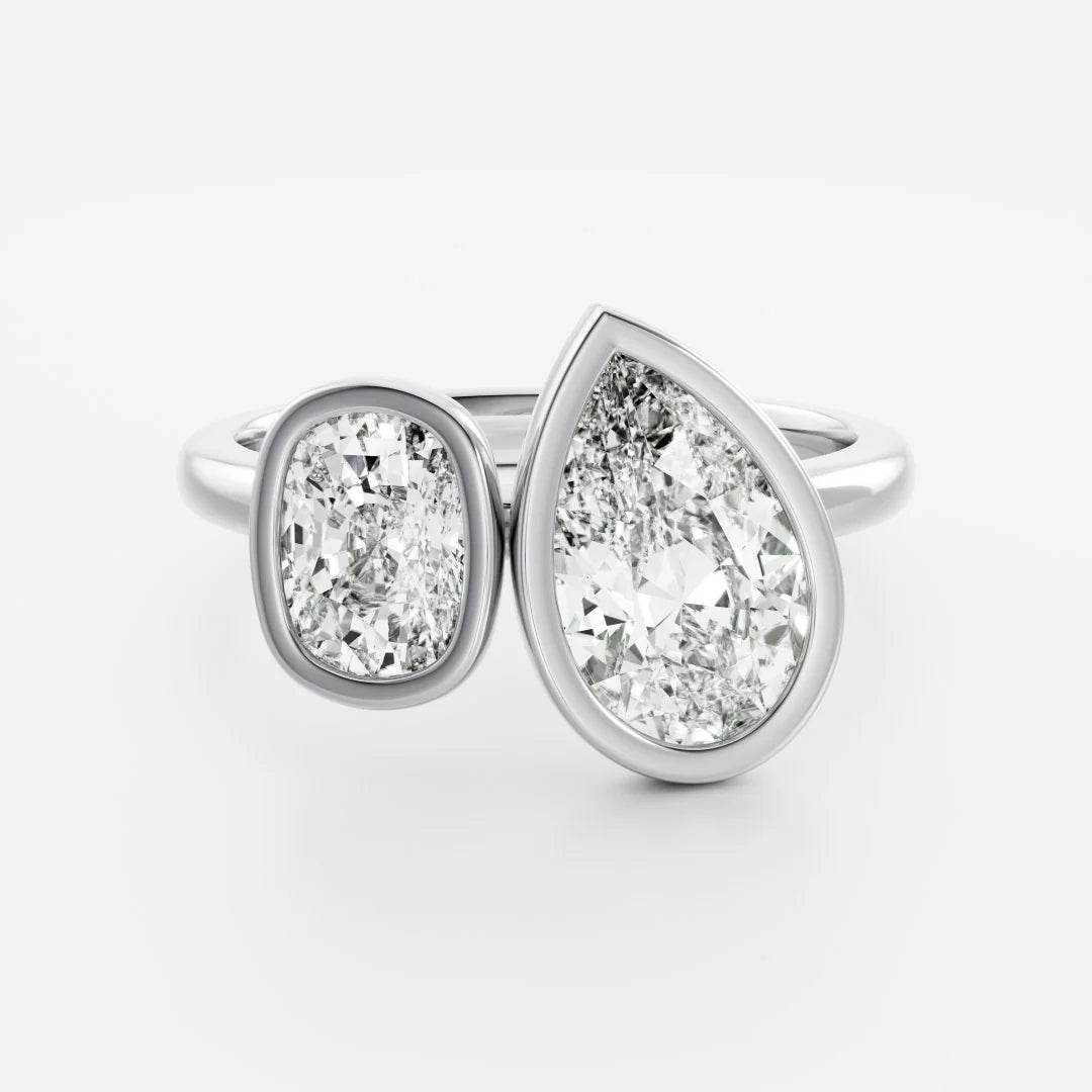 Oval & Pear Lab-Grown Diamond Bezel-Set Toi et Moi Engagement Ring