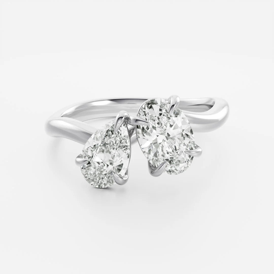 Pear & Oval Lab-Grown Diamond Toi et Moi Engagement Ring
