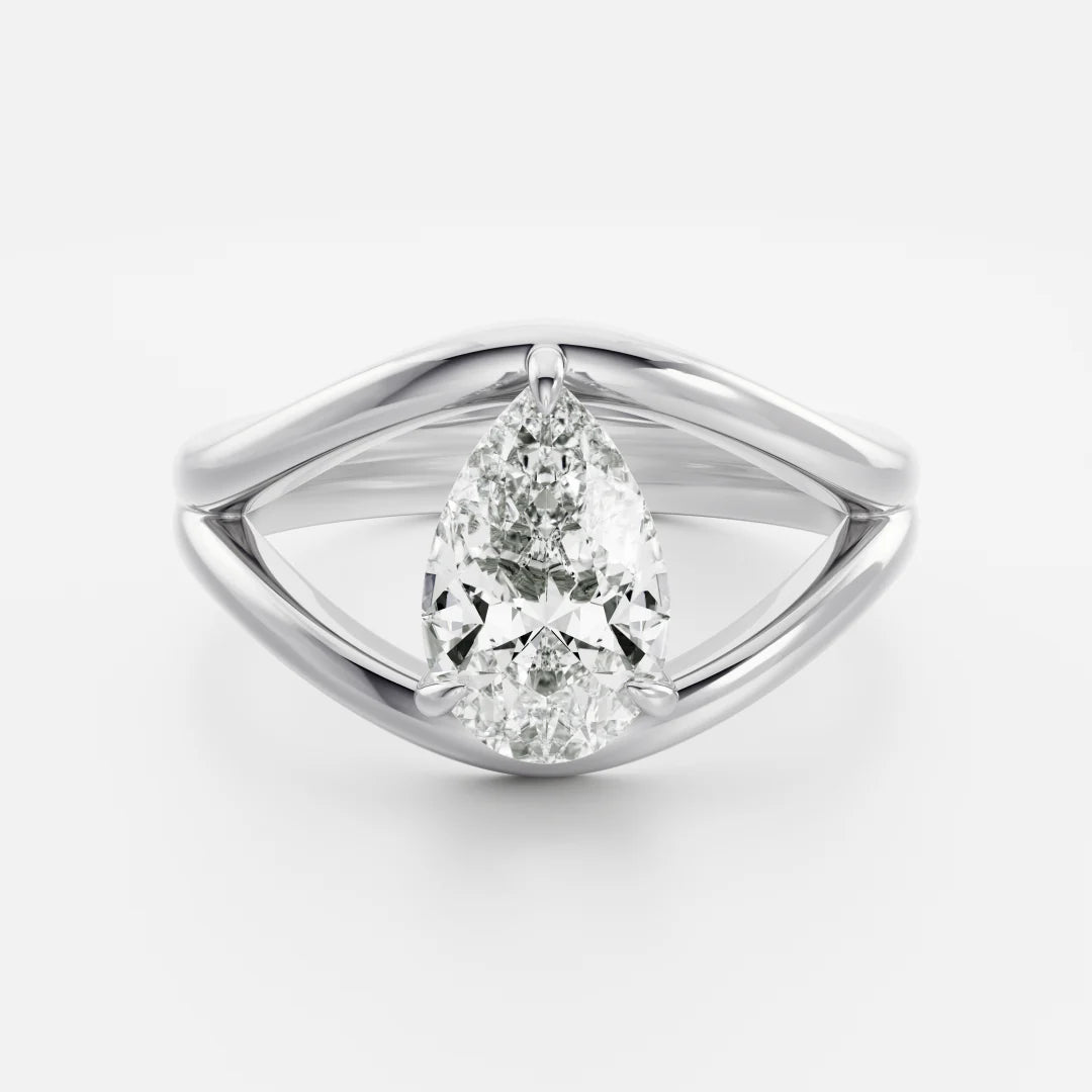 Pear Cut Lab-Grown Diamond Solitaire Engagement Ring with Split Shank