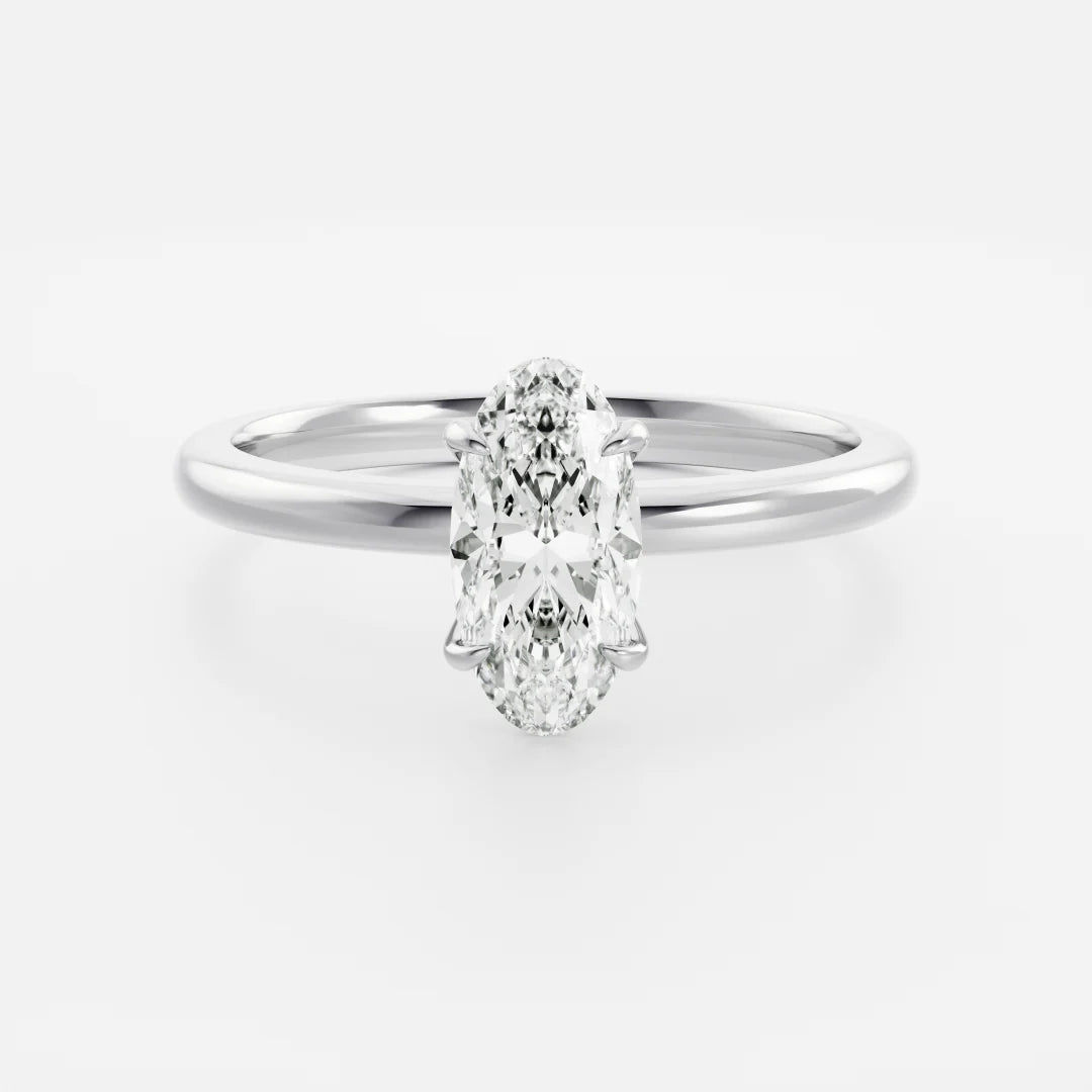 Elongated Oval Lab-Grown Diamond Claw Prong Solitaire Engagement Ring