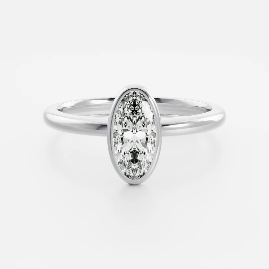 Elongated Oval Lab-Grown Diamond Full Bezel Engagement Ring