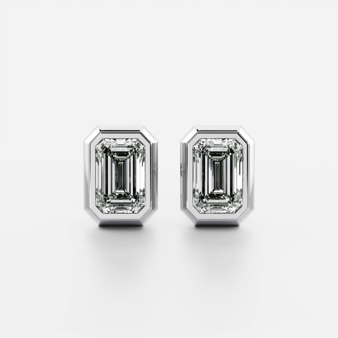The Cleo Bezel-Set Emerald Cut Lab-Grown Diamond Studs