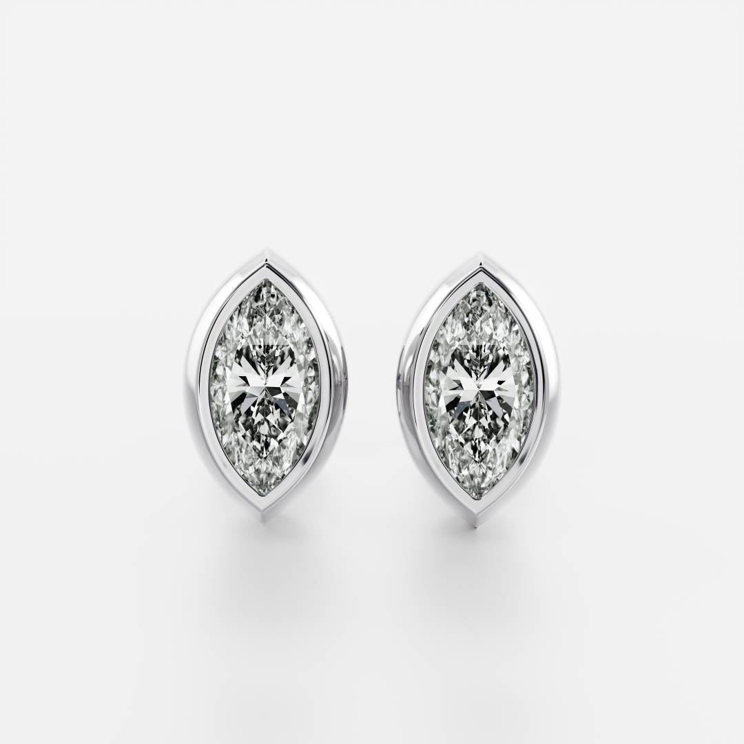 The Stella Bezel-Set Marquise Cut Lab-Grown Diamond Studs