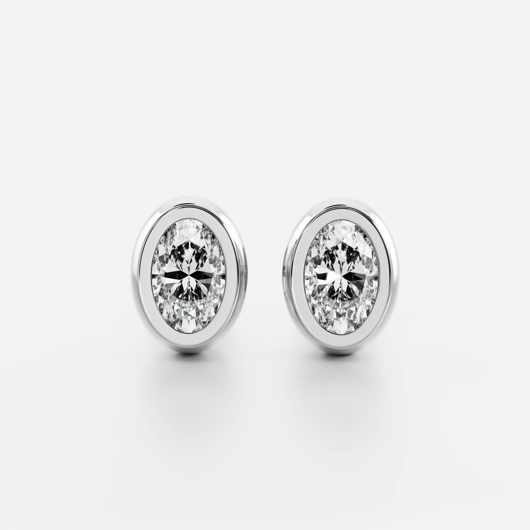 The Aria Bezel-Set Oval Cut Lab-Grown Diamond Studs