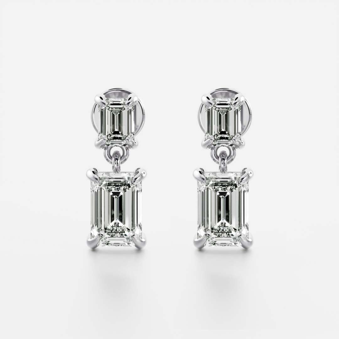 The Elara Emerald Cut Lab-Grown Diamond Drop Earrings