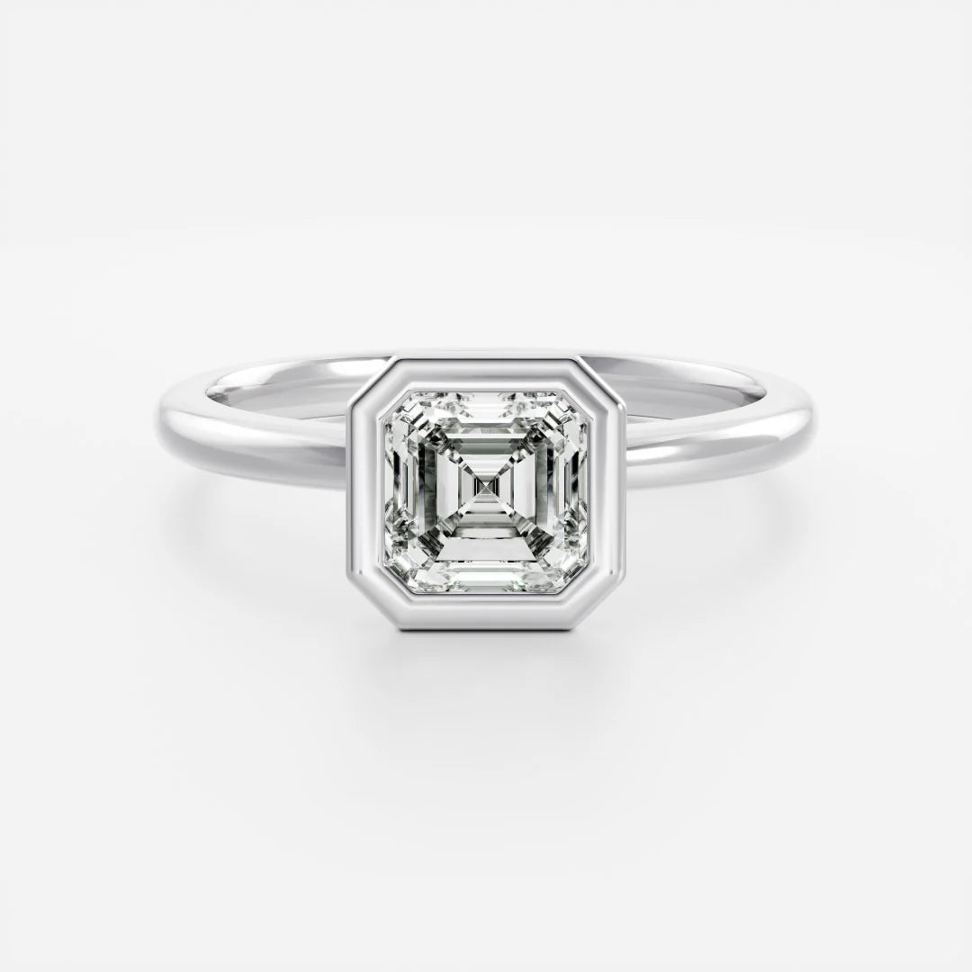 Asscher Cut Lab-Grown Diamond Full Bezel Engagement Ring