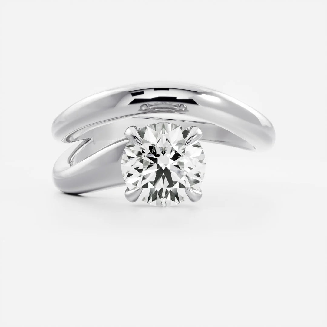 Round Brilliant Lab-Grown Diamond Solitaire Engagement Ring with Wrap Bypass Band