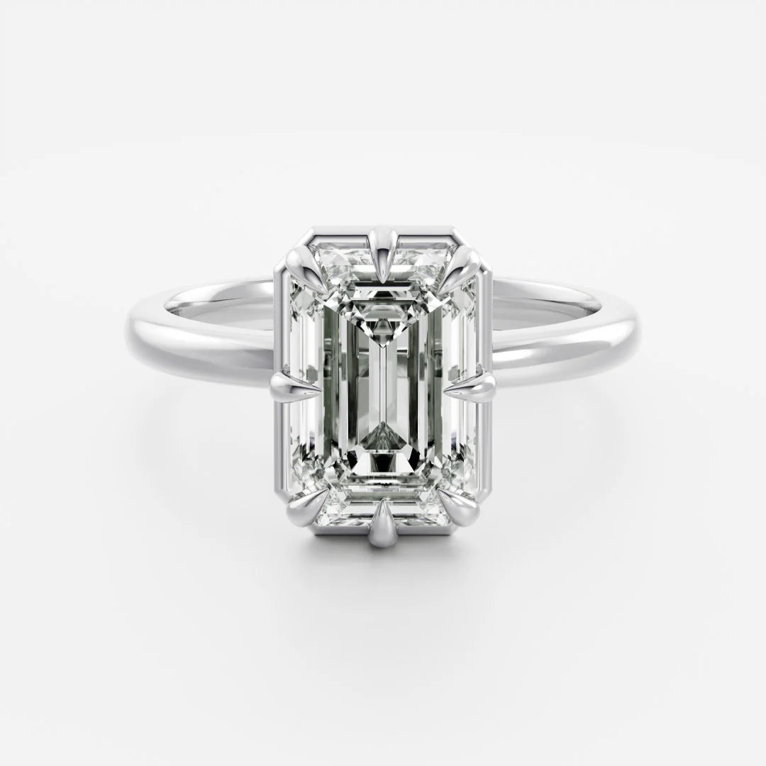 Emerald Cut Lab-Grown Diamond Bezel & Multi-Prong Engagement Ring