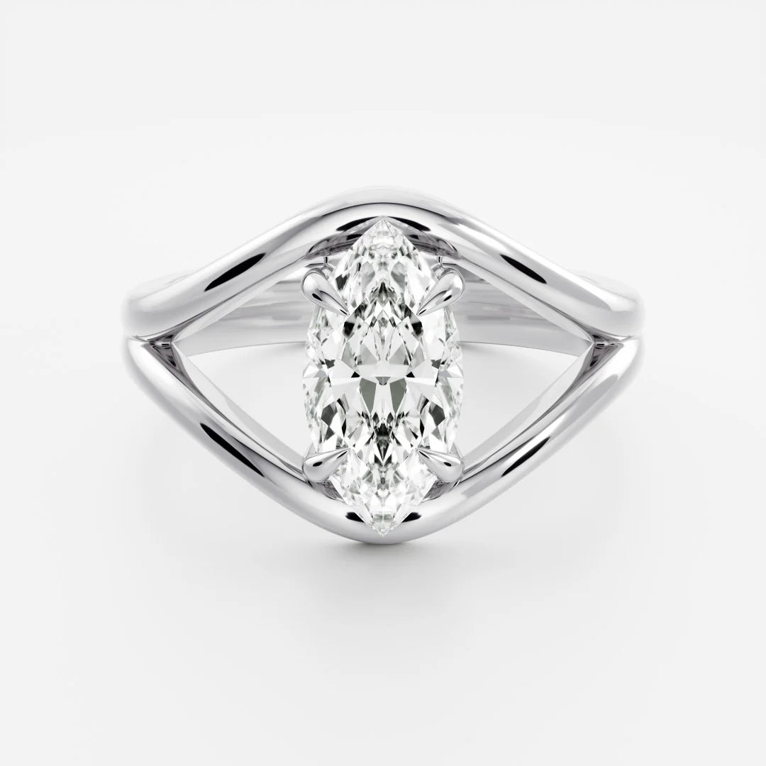Marquise Cut Lab-Grown Diamond Solitaire Engagement Ring with Split Shank