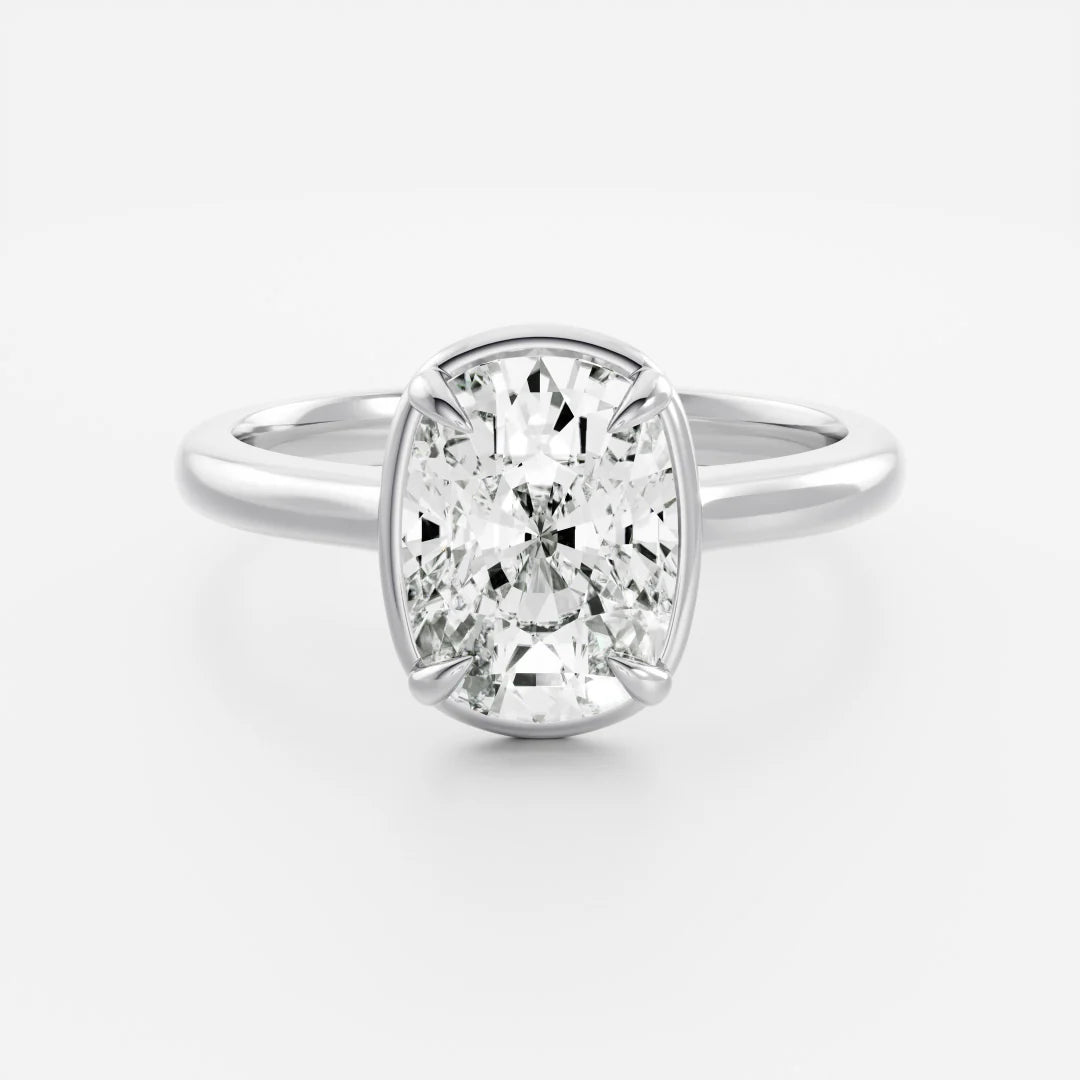 Cushion Cut Lab-Grown Diamond Bezel & 4-Prong Engagement Ring