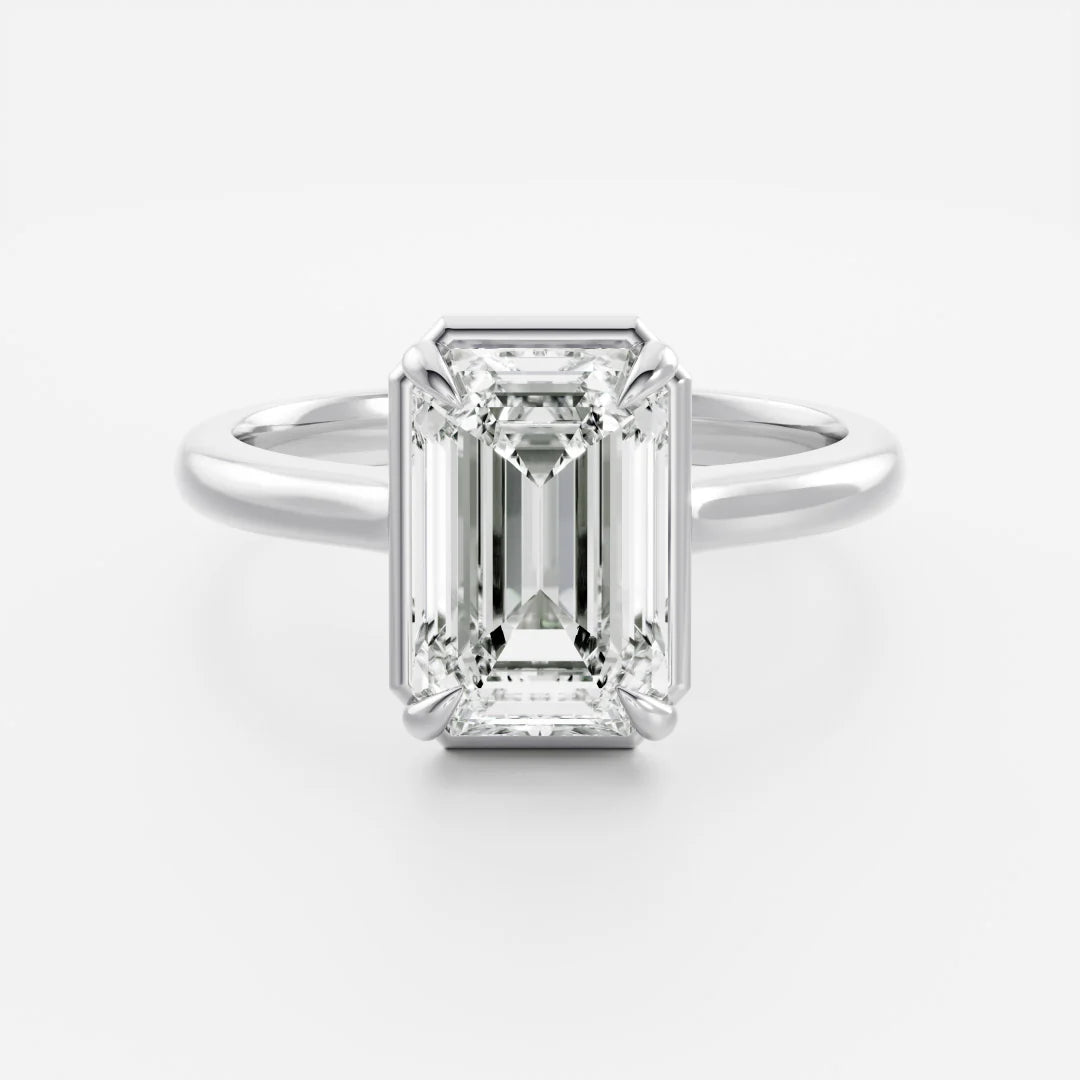 Emerald Cut Lab-Grown Diamond Bezel & Claw Prong Engagement Ring