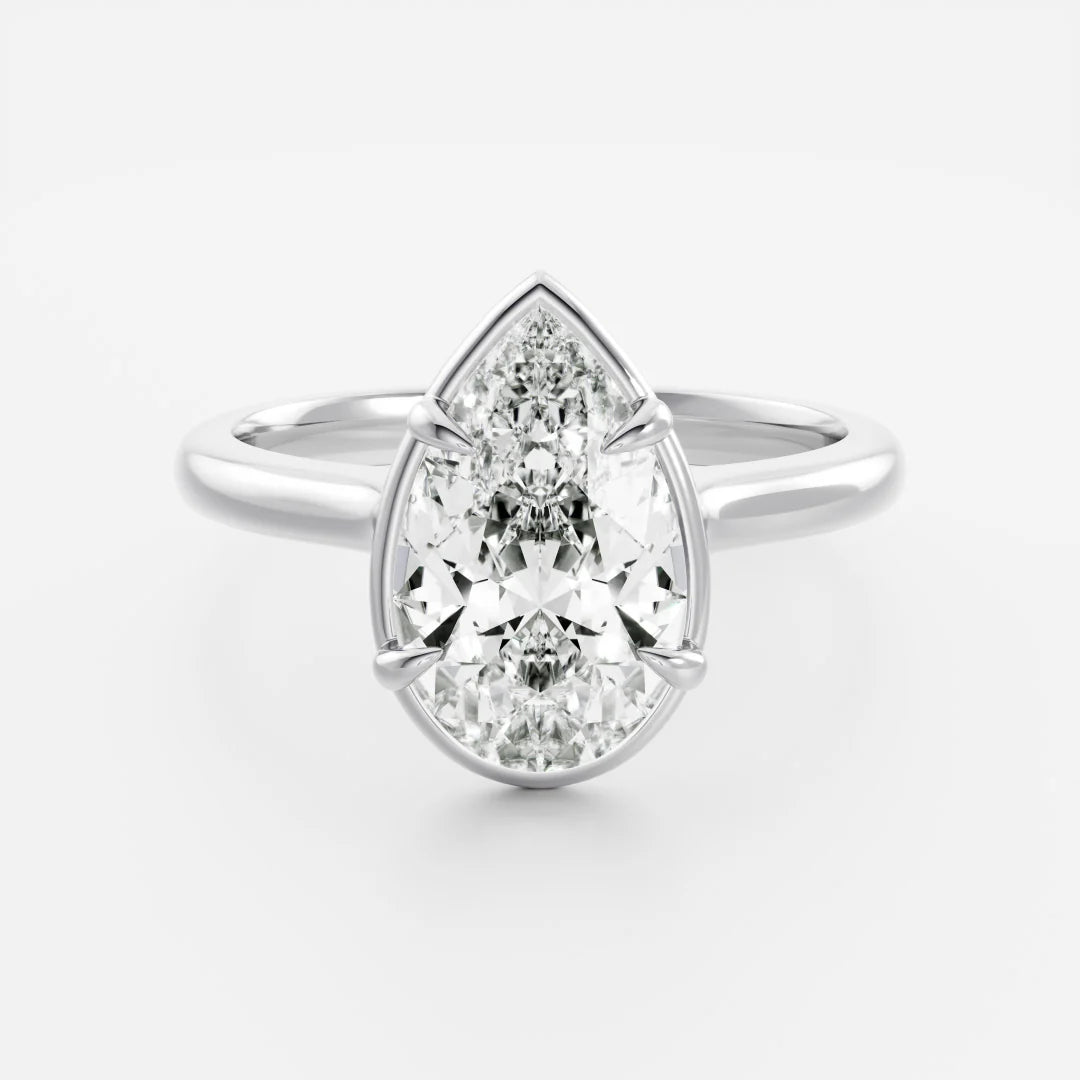 Pear Shaped Lab-Grown Diamond Bezel & 4-Prong Engagement Ring