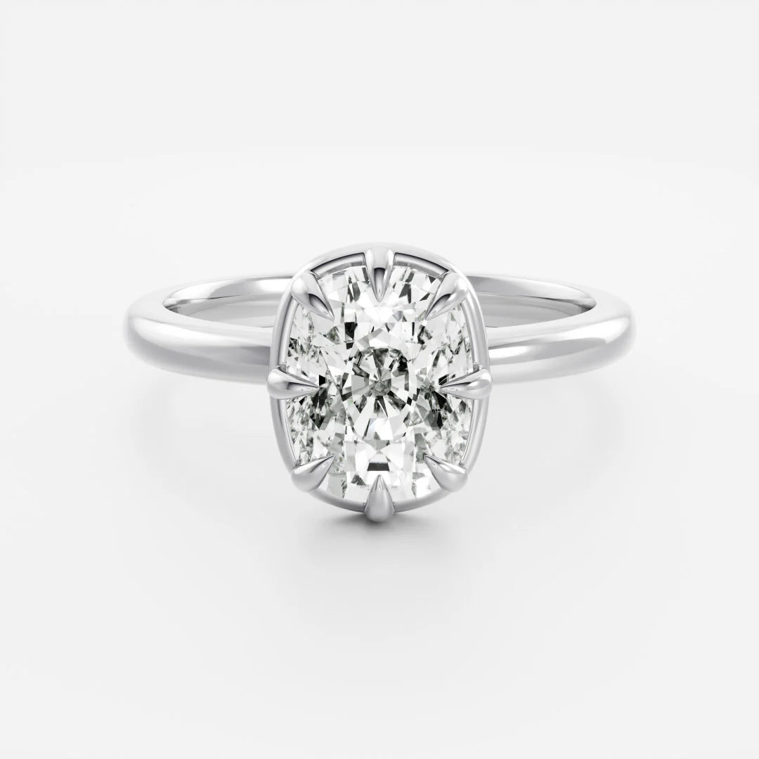 Cushion Cut Lab-Grown Diamond Bezel & Multi-Prong Engagement Ring