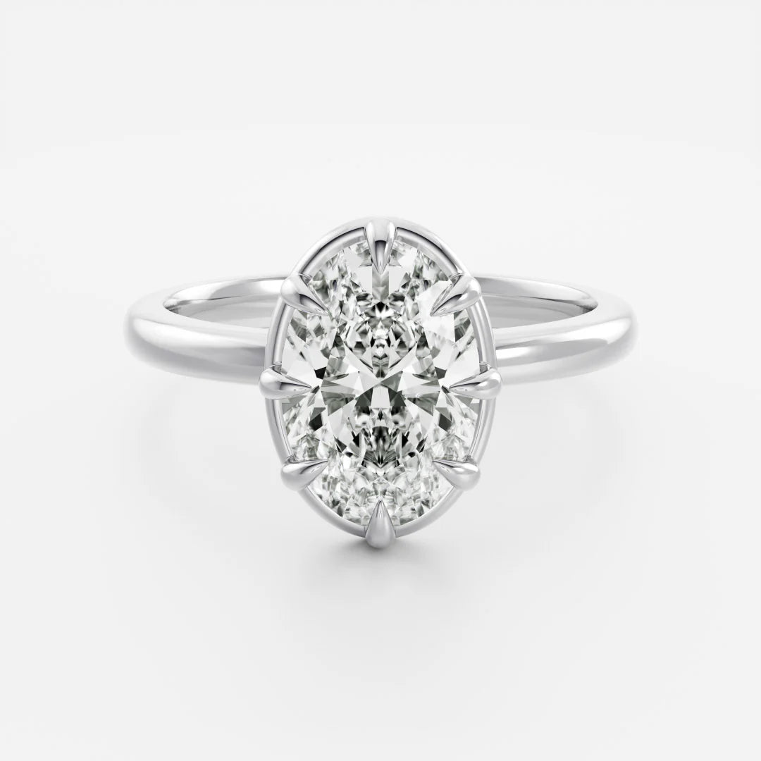 Oval Cut Lab-Grown Diamond Bezel & Multi-Prong Engagement Ring