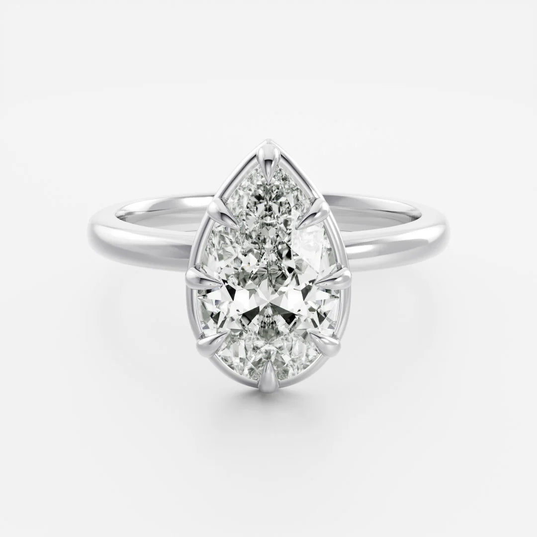 Pear Shaped Lab-Grown Diamond Bezel & Claw Prong Engagement Ring