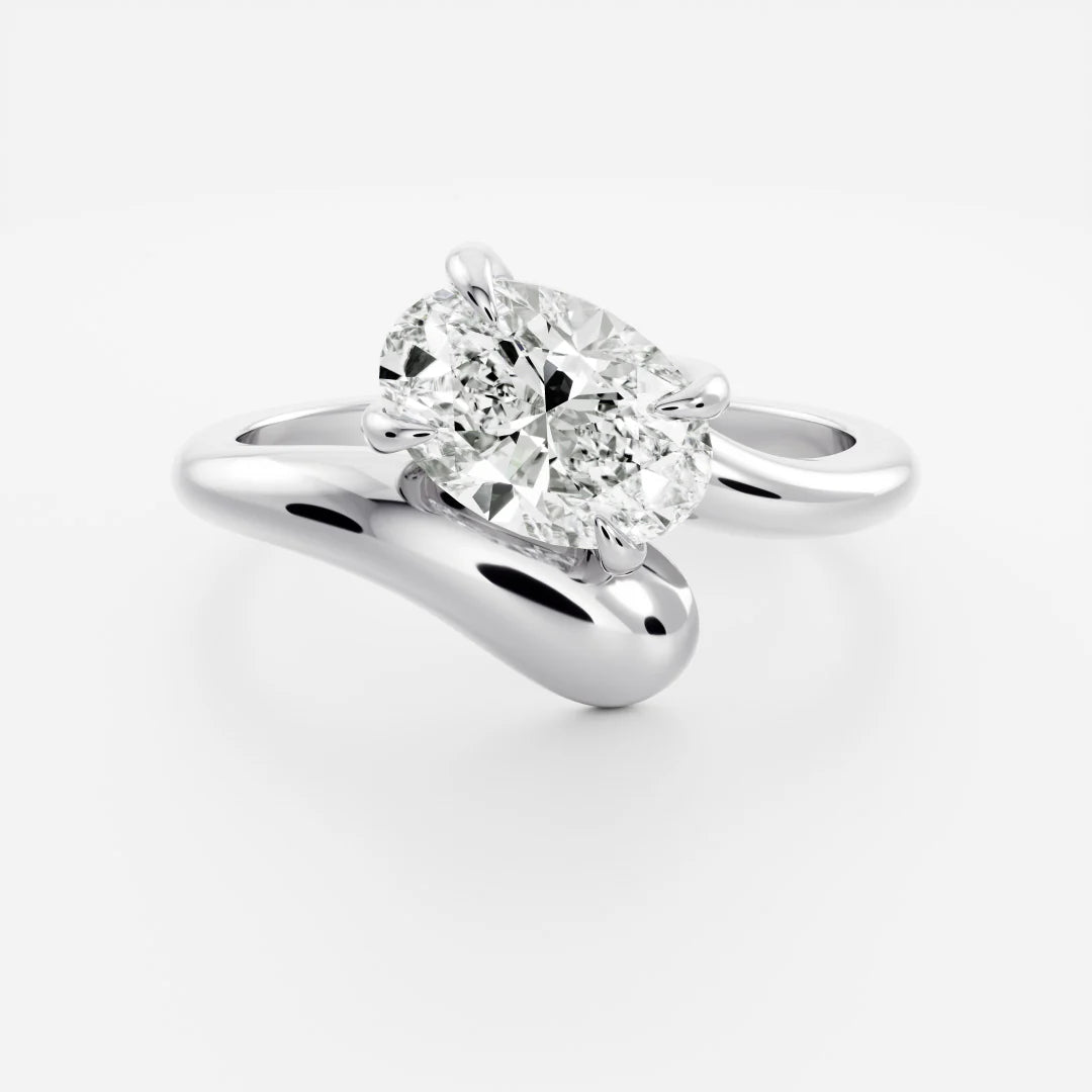 Oval Lab-Grown Diamond Solitaire Engagement Ring with Bypass Band