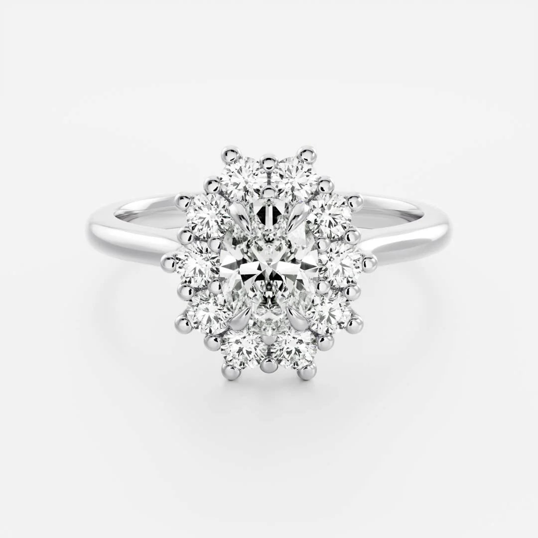 Oval Lab-Grown Diamond Cluster Halo Engagement Ring