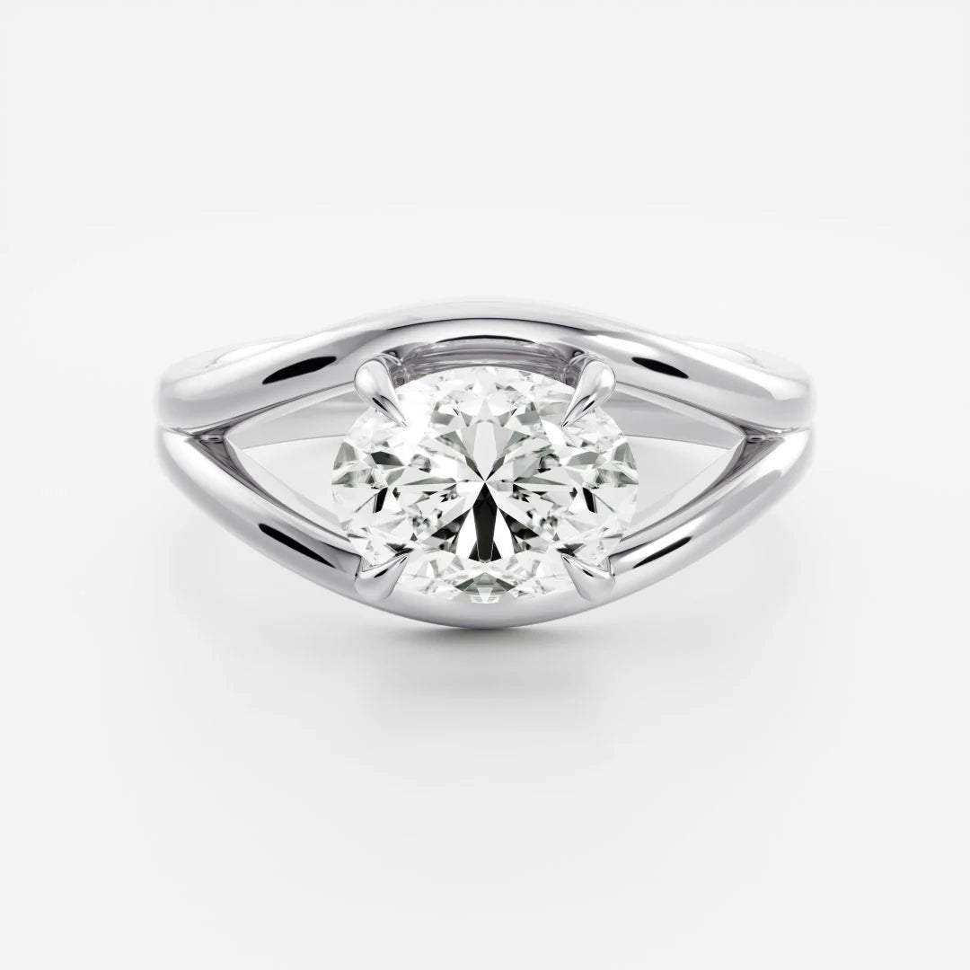 Oval Cut Lab-Grown Diamond Four-Prong Solitaire Engagement Ring with Split Shank