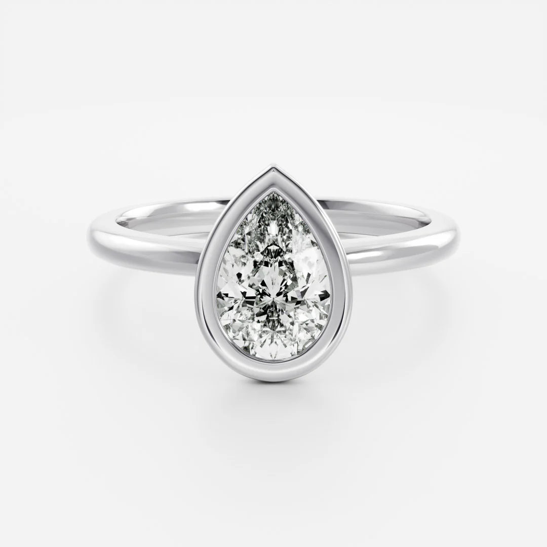 Pear Cut Lab-Grown Diamond Full Bezel Engagement Ring