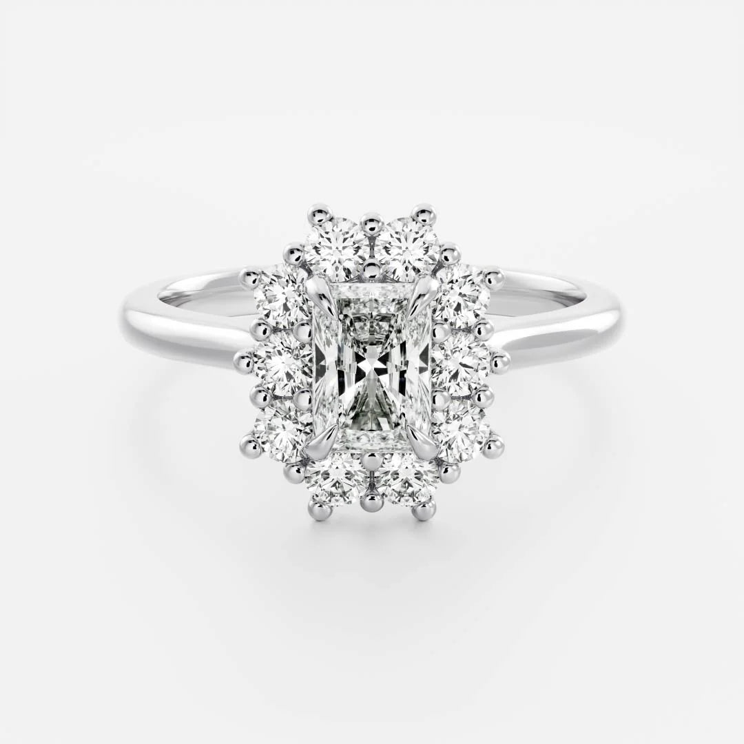 Radiant Cut Lab-Grown Diamond Cluster Halo Engagement Ring