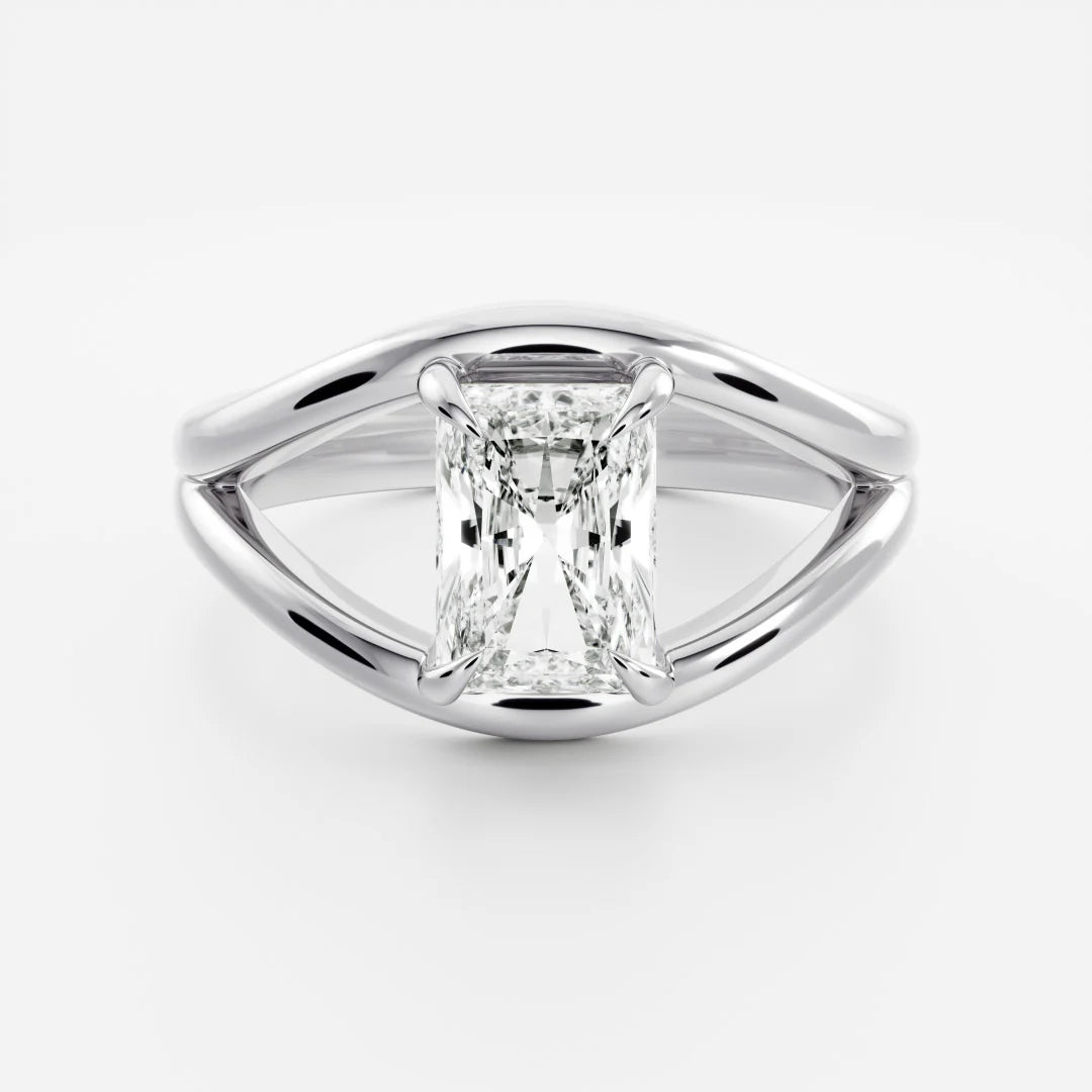 Radiant Cut Lab-Grown Diamond Solitaire Engagement Ring with Split Shank