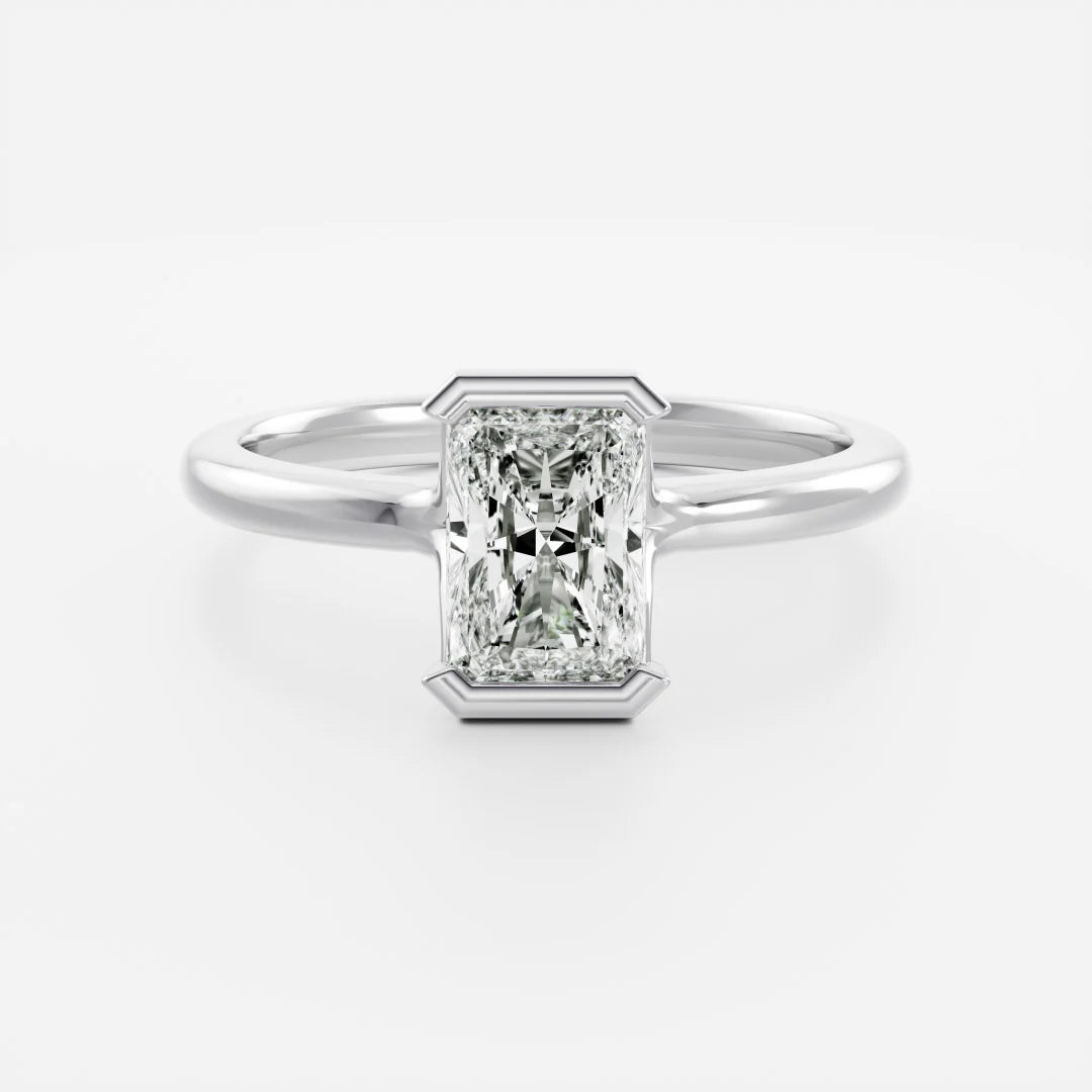 Radiant Cut Lab-Grown Diamond Half Bezel Engagement Ring