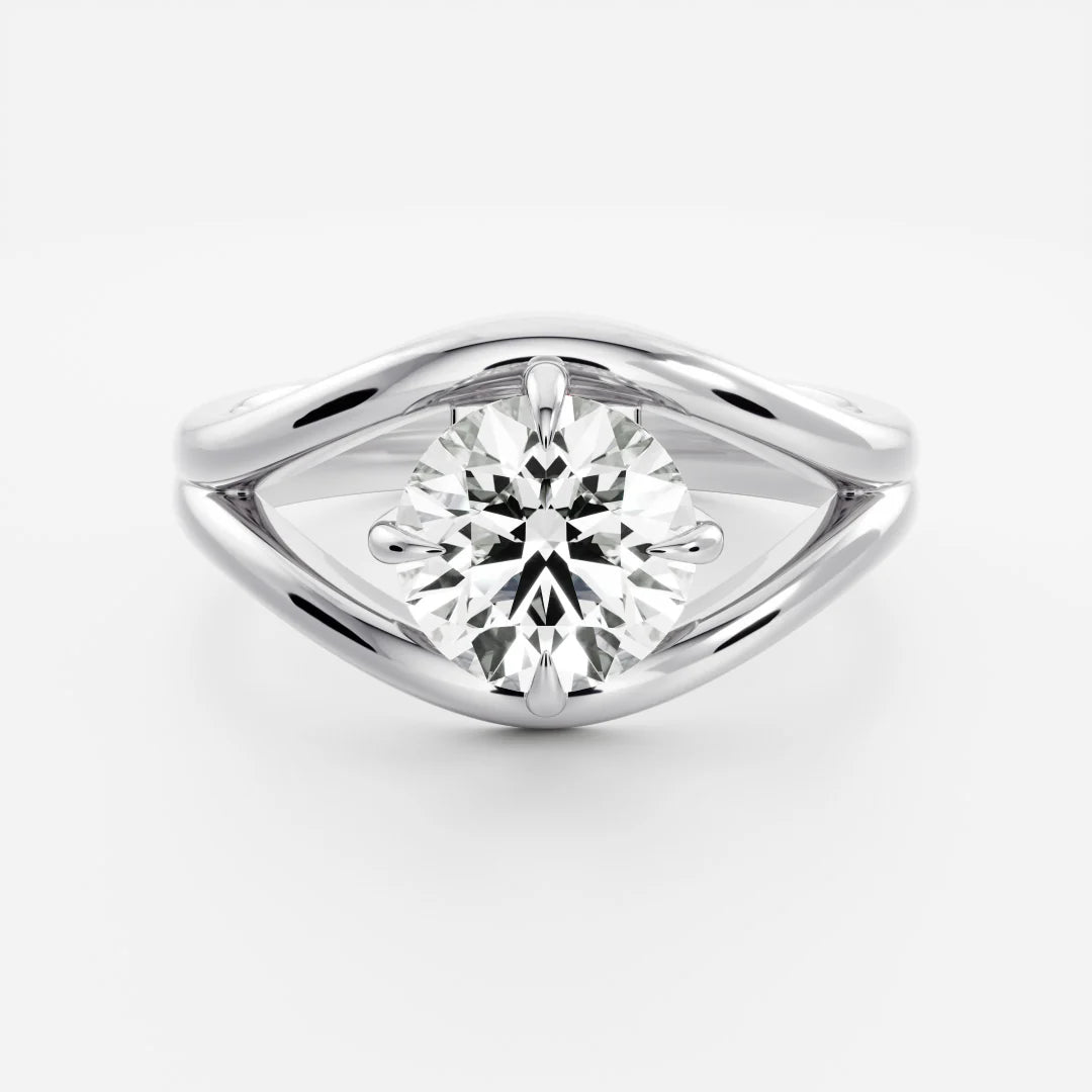 Round Brilliant Lab-Grown Diamond Solitaire Engagement Ring with Split Shank