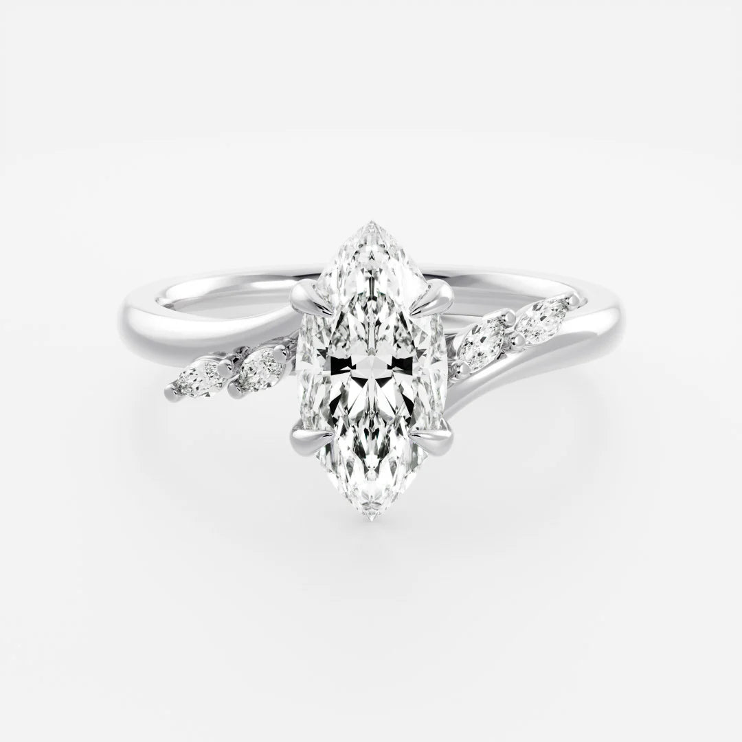 Marquise Lab-Grown Diamond Cluster Bypass Engagement Ring