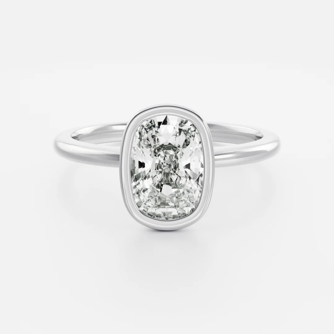 Elongated Cushion Lab-Grown Diamond Full Bezel Engagement Ring