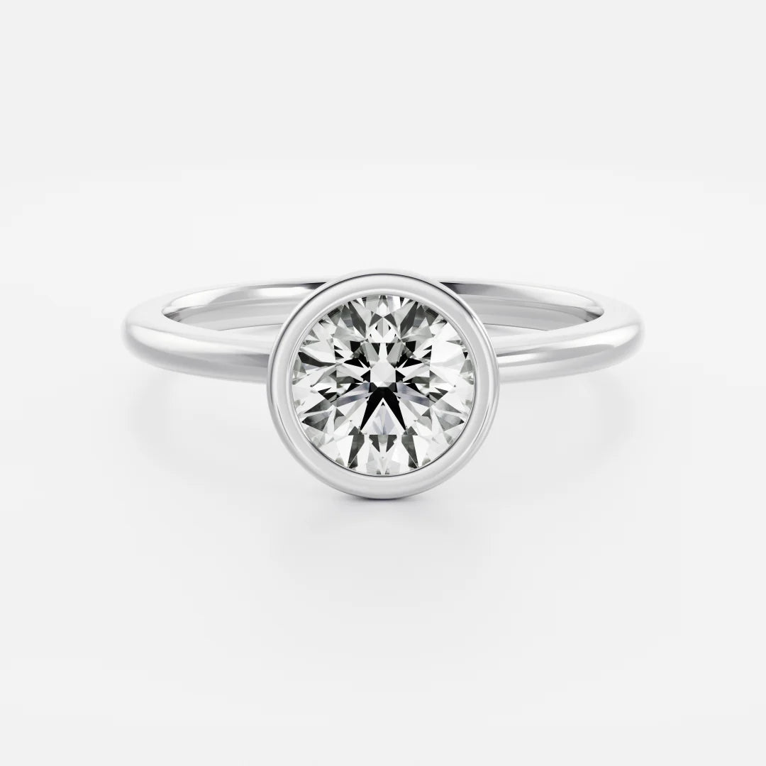 Round Cut Lab-Grown Diamond Full Bezel Engagement Ring