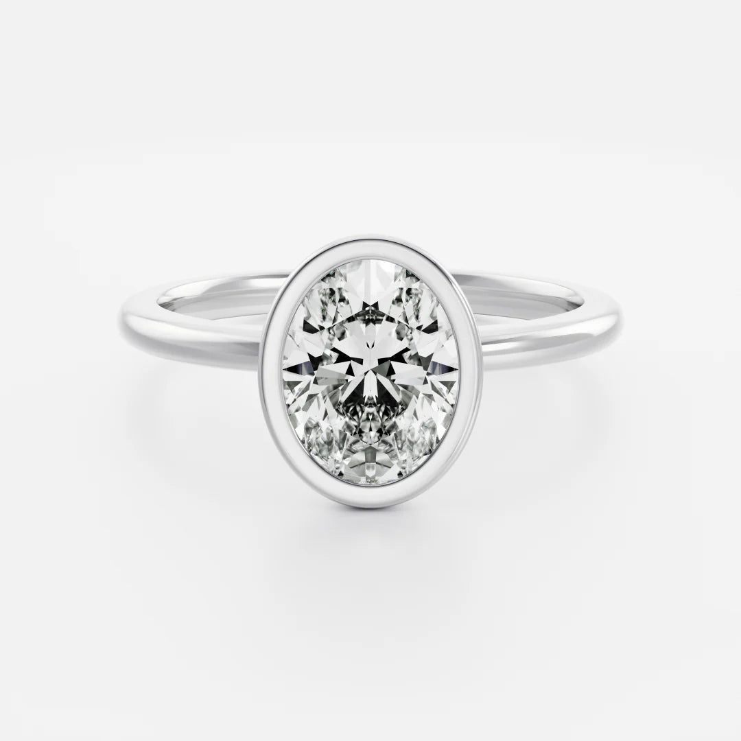Oval Lab-Grown Diamond Full Bezel Solitaire Engagement Ring