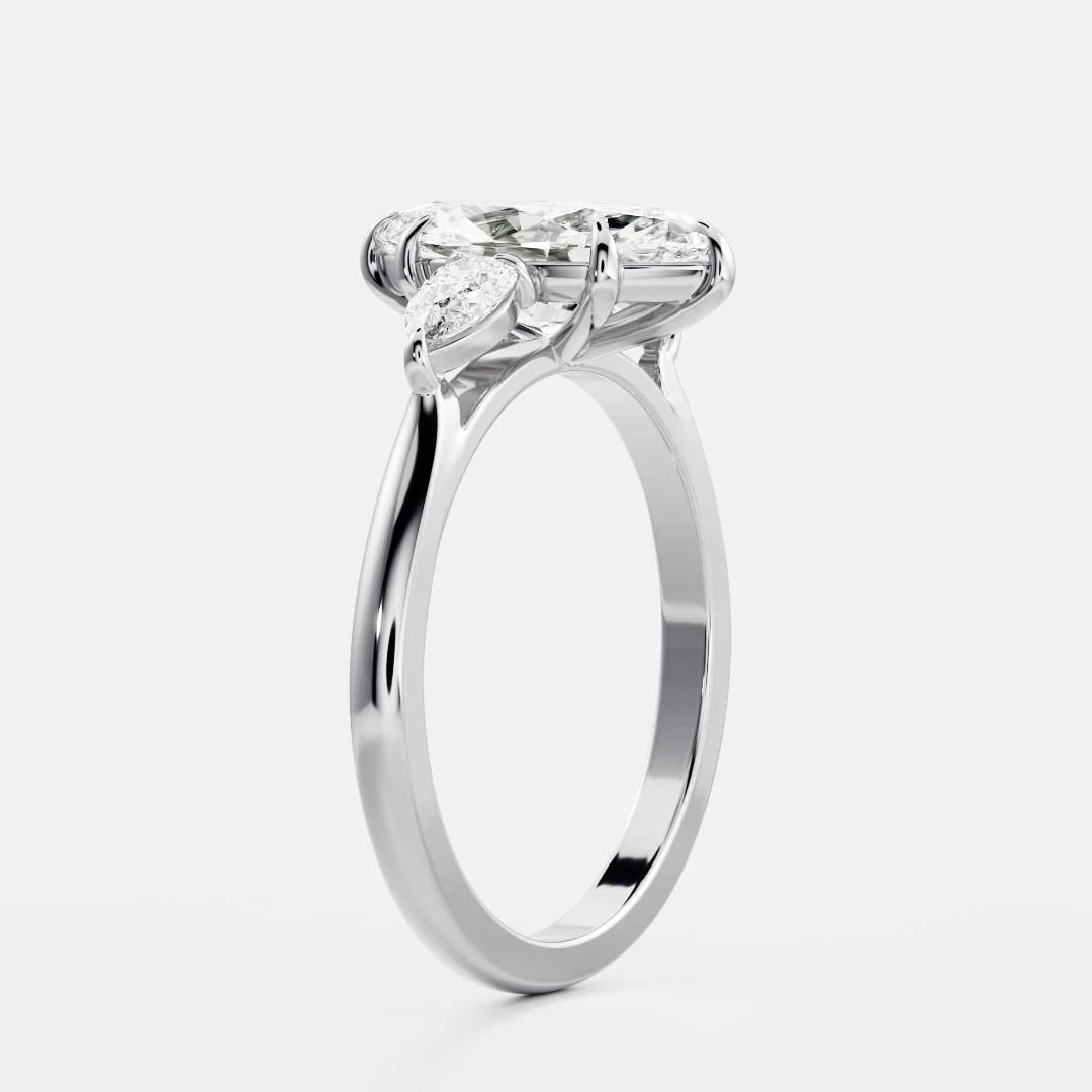 Marquise & Pear Lab-Grown Diamond Three Stone Engagement Ring
