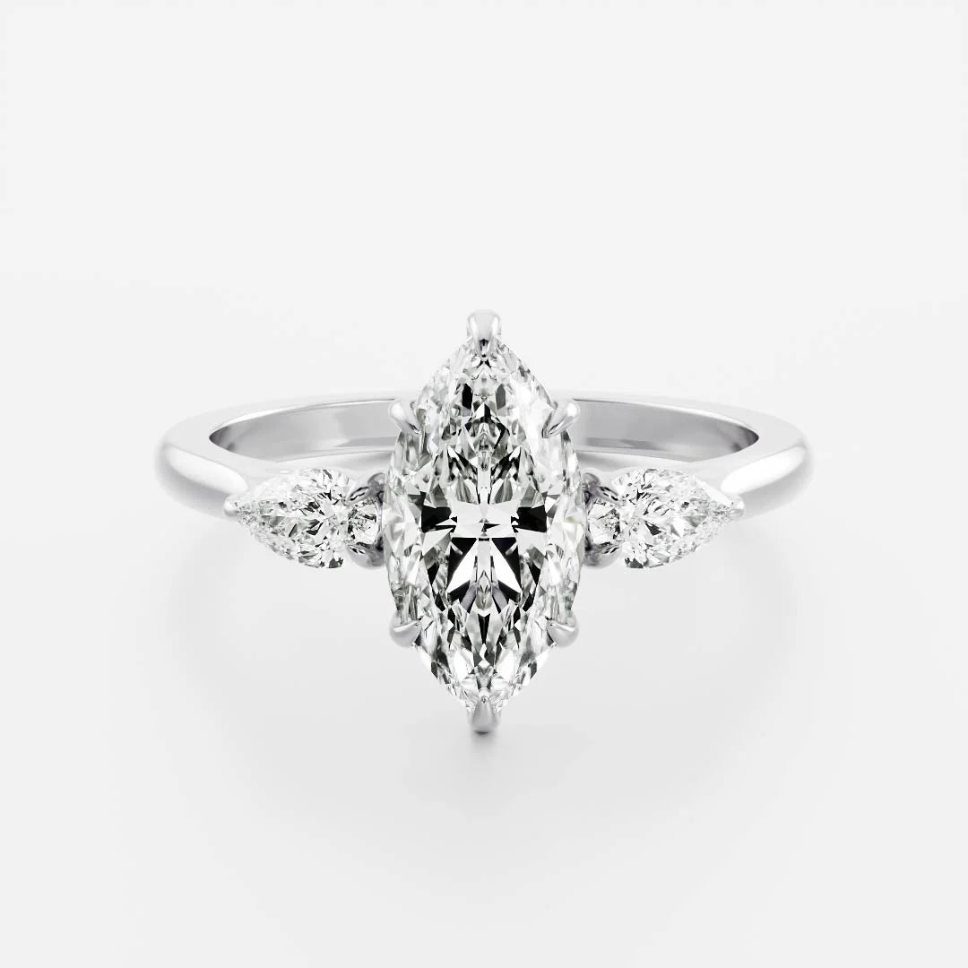 Marquise & Pear Lab-Grown Diamond Three Stone Engagement Ring