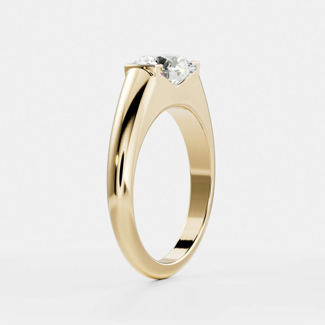 Round Brilliant Lab-Grown Diamond Bar-Set Solitaire Engagement Ring with Dome Band