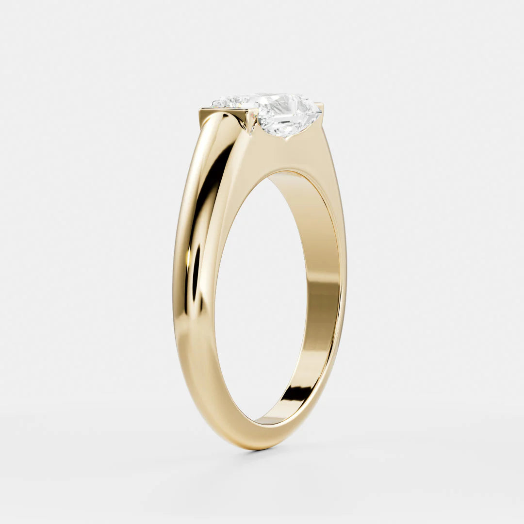 East-West Radiant Cut Lab-Grown Diamond Bar-Set Engagement Ring with Dome Band