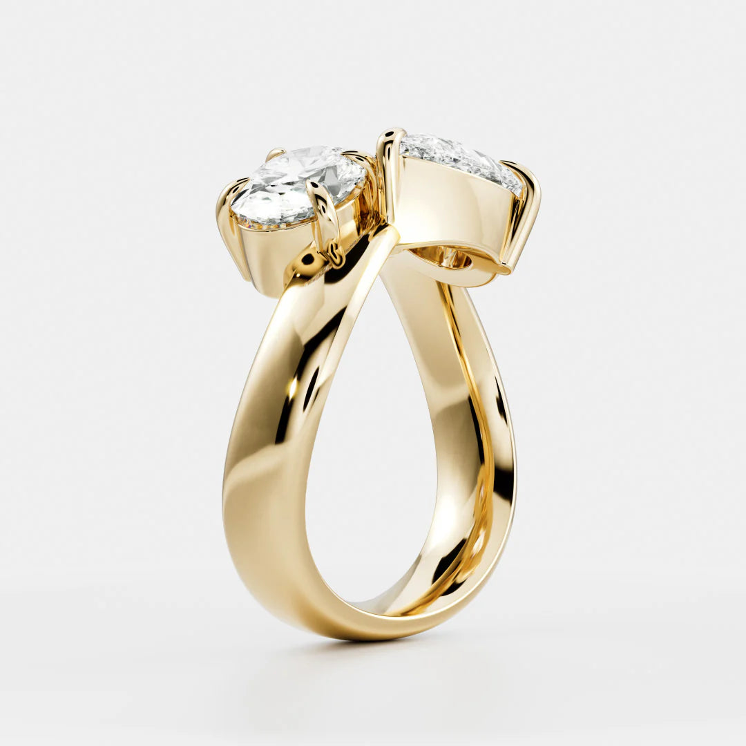 Oval & Pear Shaped Lab-Grown Diamond Toi et Moi Bypass Engagement Ring