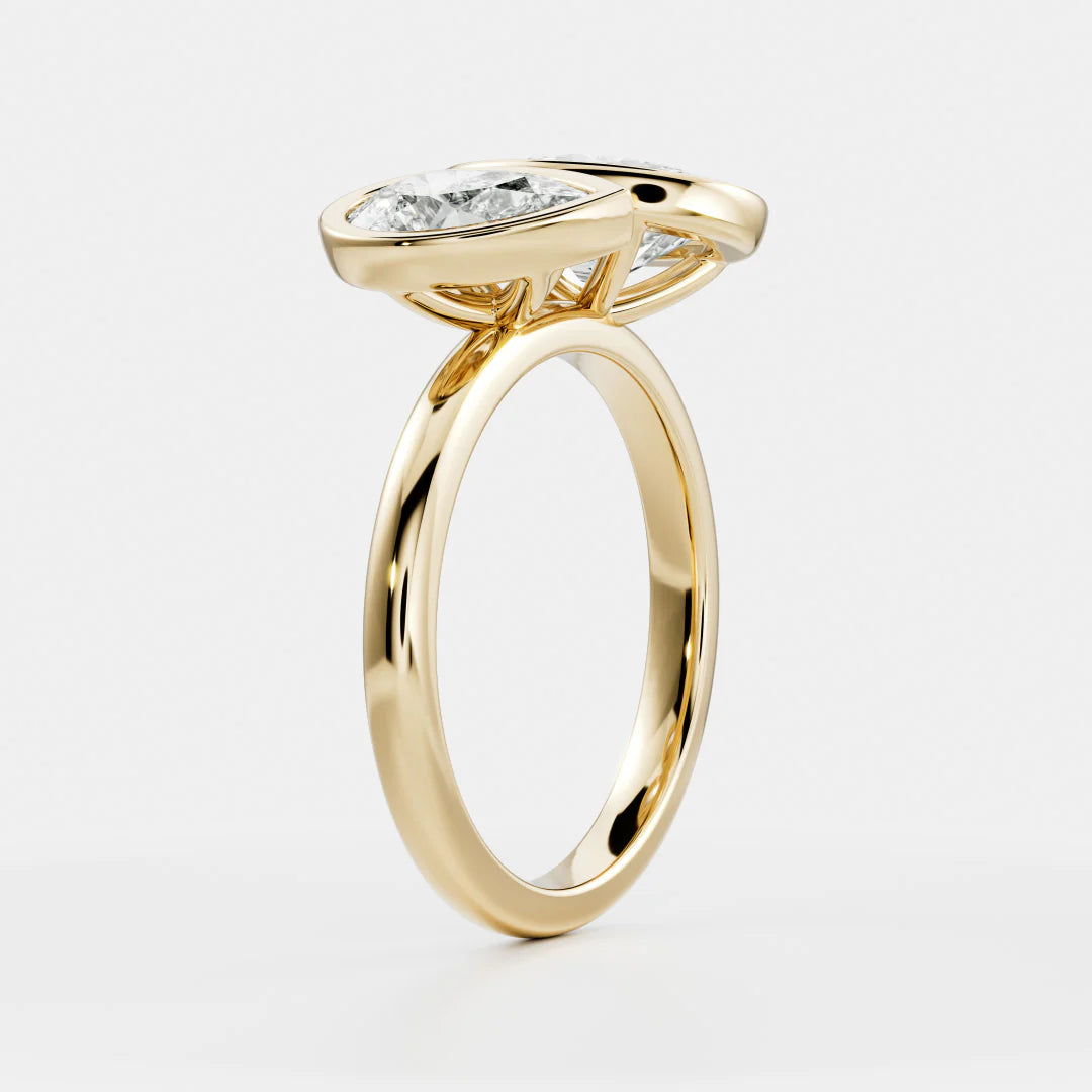 Large Oval & Pear Lab-Grown Diamond Bezel-Set Toi et Moi Engagement Ring