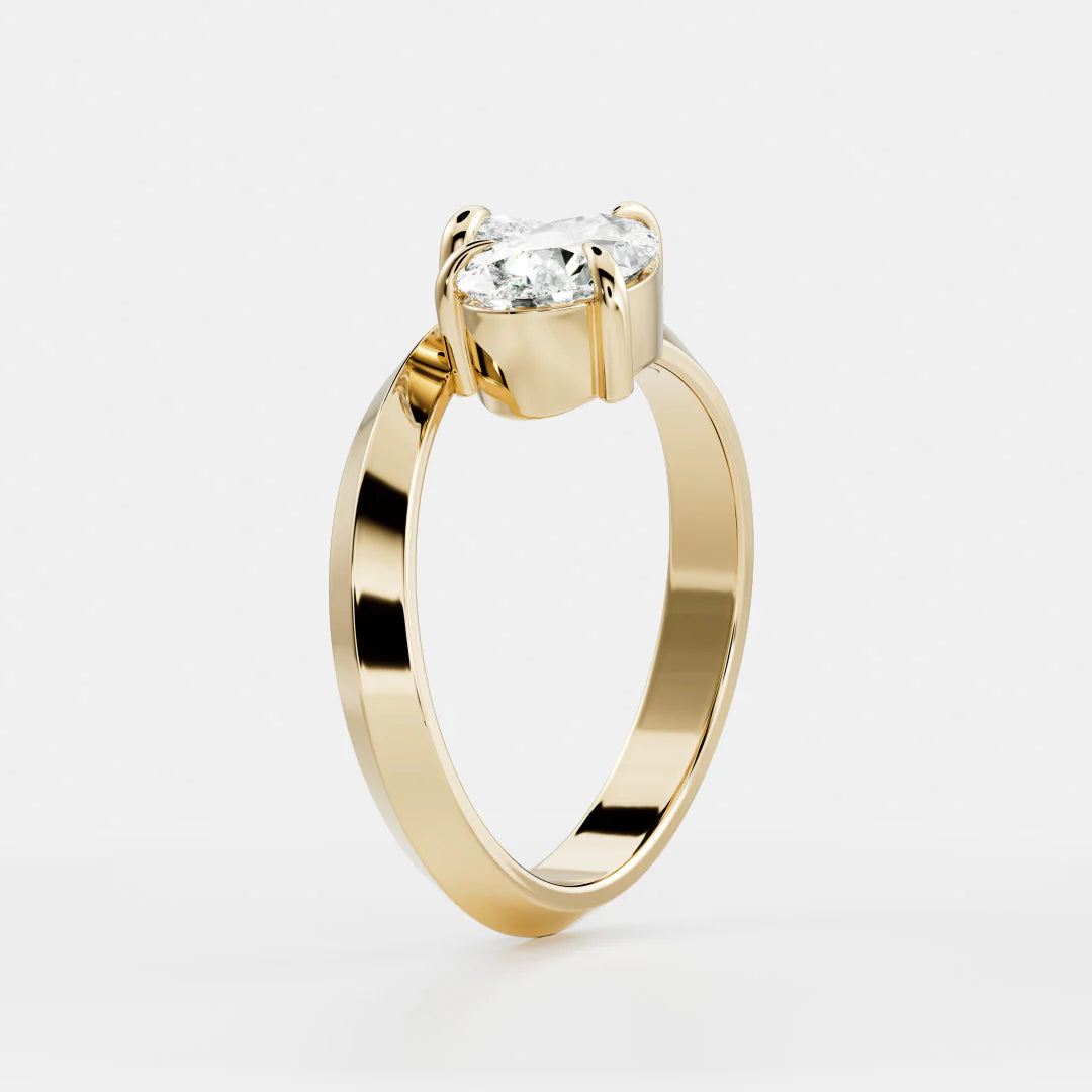 Double Pear Shaped Lab-Grown Diamond Toi et Moi Bypass Engagement Ring