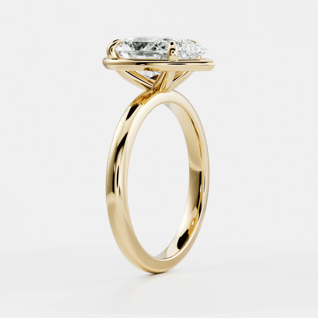 Pear Shaped Lab-Grown Diamond Bezel & Claw Prong Engagement Ring