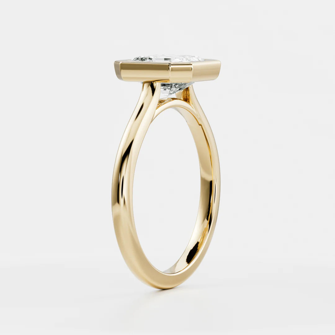 Asscher Cut Lab-Grown Diamond Full Bezel Engagement Ring